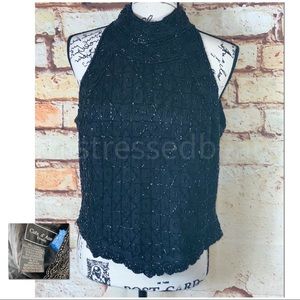 Black Beaded Halter Neck Blouse